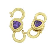 Cierre de diseño de doble apertura 18,5x8 mm con  óxido de zirconio  - Dorado - Morado x1