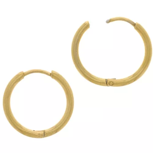 Pendientes de aros redondas de 18 mm para decorar - Acero inoxidable 304 dorado x2