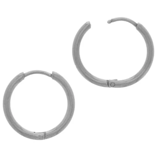 Pendientes de aros redondas de 18 mm para decorar - Acero inoxidable 304L x2