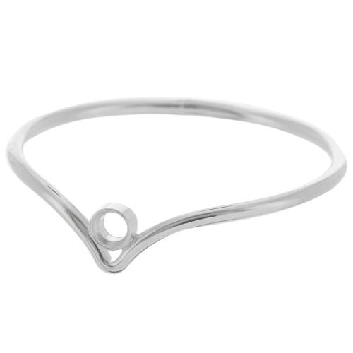 Anillo chevron engaste para cabujón 1088 2.2 mm - Tamaño 57 - Plata 925 x1
