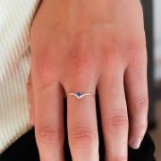 Anillo chevron engaste para cabujón 1088 2.2 mm - Tamaño 57 - Plata 925 x1