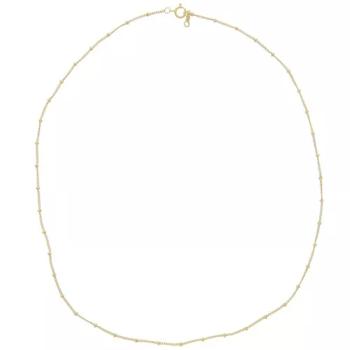 Collar de malla rizada con cuentas redondas alternadas 2 mm Gold filled (oro laminado) x 46cm