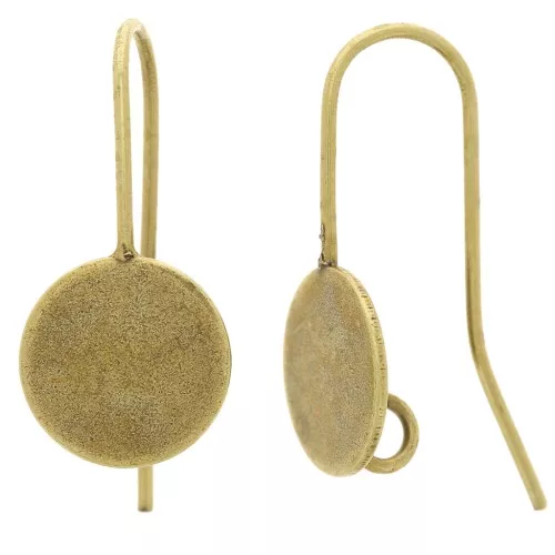 Ganchos pendientes para cabuchón fondo plano 10 mm - Bronce x2