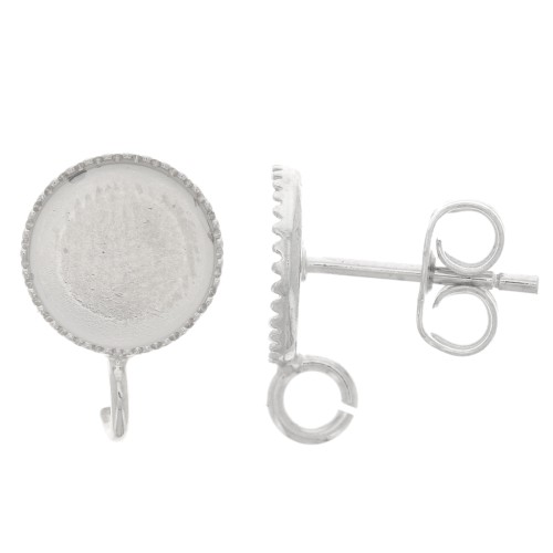 Pendientes con fondo plano de 8 mm - anilla abierta - Plateado x2