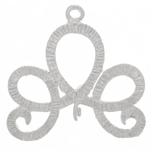 Entrepieza a rayas con 2 anillas abiertas 20x21 mm - Plateado x1