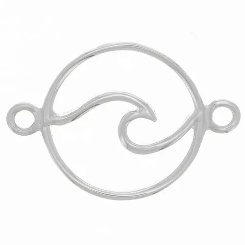 Entrepieza redondo de 16mm con 2 anillas cerradas - Plata de ley 925 x1