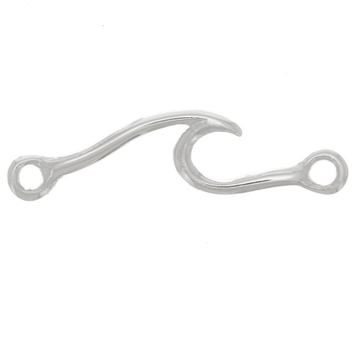 Entrepieza ondulada de 24 x 6 mm con 2 anillas cerradas - Plata 925 x 1