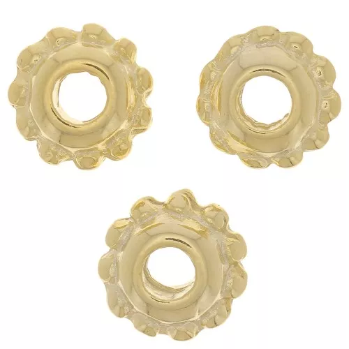 Cuentas arandalas efecto flor de 8 mm - Dorado oro fino x6