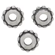 Cuentas arandalas efecto flor 8 mm - Plata antigua x6