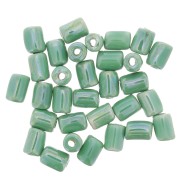 Cuentas tubos de cerámica estilo Heishi 7x5 mm - Verde iridiscente x5|raw }}