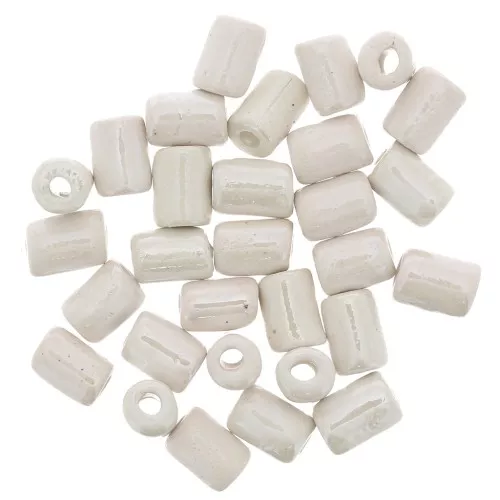Perlas de cerámica estilo Heishi 7x5 mm - Blanco iridiscente x5