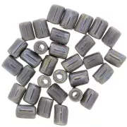 Cuentas tubos de cerámica estilo Heishi 7x5 mm - Gris perlado x5