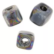 Perlas de cerámica en forma de cubo de 5 mm - Negro iridiscente x5