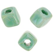 Perlas de cerámica en forma de cubo de 5 mm - Verde iridiscente x5|raw }}