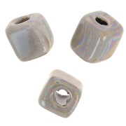 Perlas de cerámica en forma de cubo de 5 mm - Gris iridiscente x5