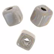 Perlas de cerámica en forma de cubo de 5 mm - Gris iridiscente x5