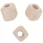 Perlas de cerámica en forma de cubo de 5 mm - Beige iridiscente x5