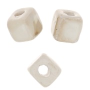 Cuentas de cerámica en forma de cubo de 5 mm - Beige jaspeado iridiscente x5|raw }}
