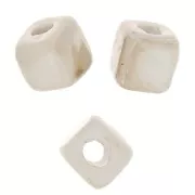 Cuentas de cerámica en forma de cubo de 5 mm - Beige jaspeado iridiscente x5
