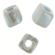 Perlas de cerámica en forma de cubo de 5 mm - Mármol azul claro iridiscente x5