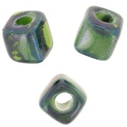 Cuentas de cerámica en forma de cubo de 5 mm - Verde oscuro jaspeado iridiscente x5|raw }}