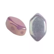 Cuentas de cristal Paros® de Puca® 7x4 mm Opaque White Iris Luster x10g