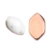 Cuentas de cristal Paros® de Puca® 7x4 mm Opaque White Capri Gold x10g|raw }}