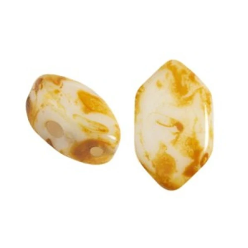 Cuentas de cristal Paros® de Puca® 7x4 mm Opaque White Travertin x10g