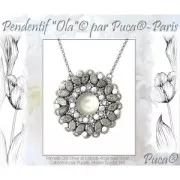 Cuentas de cristal Paros® de Puca® 7x4 mm Opaque White Travertin x10g