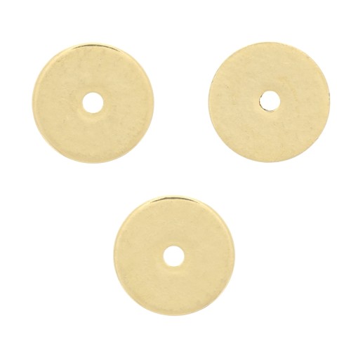 Cuentas redondas Heishi - Discos planos perforados - 6x0,7 mm - Dorado oro fino x50
