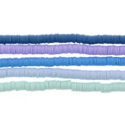 Juego de 5 hilos de cuentas Heishi de arcilla polimérica 6x1 mm - Camaieu Azul