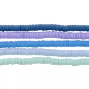 Juego de 5 hilos de cuentas Heishi de arcilla polimérica 6x1 mm - Camaieu Azul