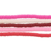 Juego de 5 hilos de cuentas Heishi de arcilla polimérica - Camaieu Rose