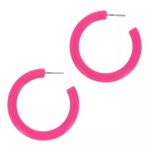Pendientes hilo redondo de resina opaca 41 mm - Rosa Fucsia x2