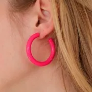 Pendientes hilo redondo de resina opaca 41 mm - Rosa Fucsia x2