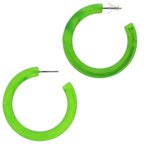 Pendientes hilo redondo de resina opaca 41 mm - Verde jaspeado x2