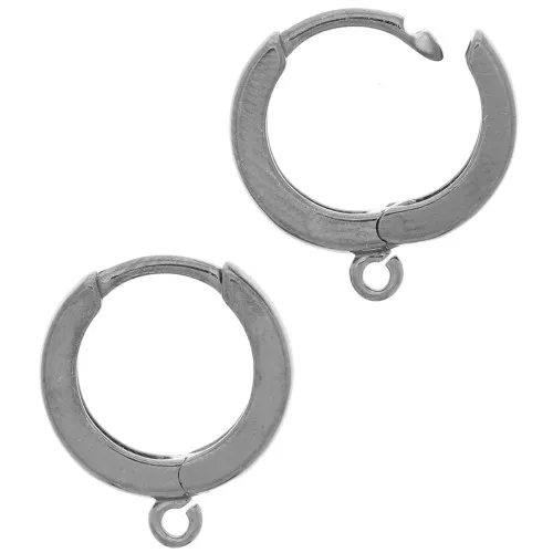 Ganchos pendientes con anilla abierta 14 mm - Plata 925 Rodio negro x2
