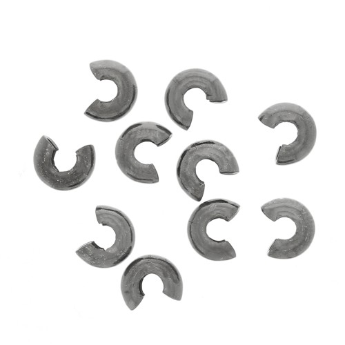 Perlas de Plata 925 Rodio Negro Aplastadas 5 mm x4