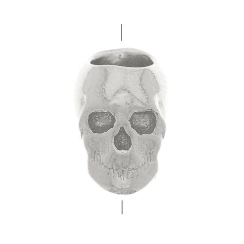 Cuenta de calavera y huesos cruzados 7x5 mm con agujero grande - Plata 925 x1