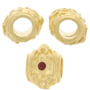 Cuenta redonda aplanada 12x9 mm - orificio grande - para cabujón 1.8mm - Dorado x1