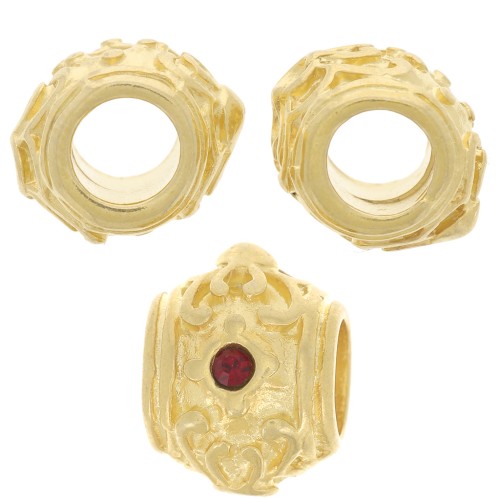 Cuenta redonda aplanada 12x9 mm - orificio grande - para cabujón 1.8mm - Dorado x1