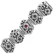 Cuenta redonda aplanada 12x9 mm - agujero grande - para cabujón 1.8mm - Plateado x1