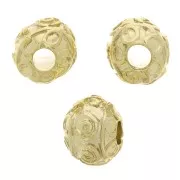 Cuentas redondas aplanadas 8x6,5 mm - motivos arabescos - Dorado con oro fino x5