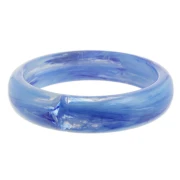 Pulsera de cuentas de resina transparente de 67,5 mm de grosor - Azul jaspeado x1
