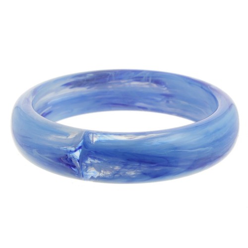 Pulsera de cuentas de resina transparente de 67,5 mm de grosor - Azul jaspeado x1