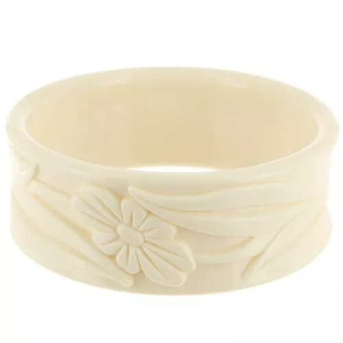 Pulsera de resina opaca de 65,5 mm de espesor - flores - Crudo x1