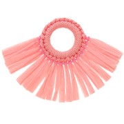 Colgante abanico con borlas de rafia 45,5x66 mm - Rosa claro x1|raw }}