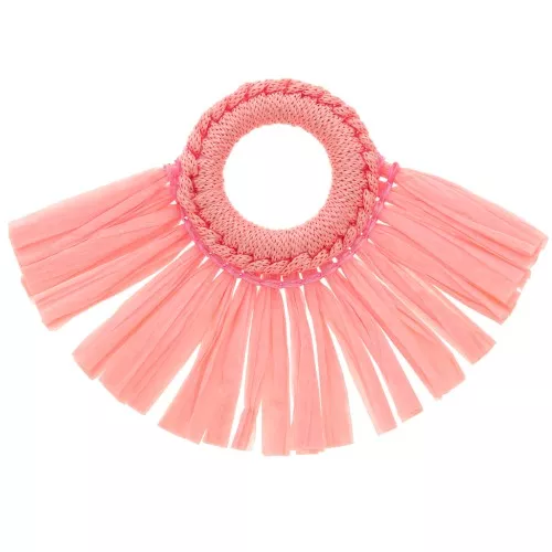 Colgante abanico con borlas de rafia 45,5x66 mm - Rosa claro x1