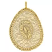 Colgante gota irregular trabajada 21x15 mm - motivo flor - Oro x1