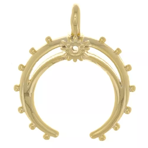 Colgante de cuerno calado con bolitas 17x15 mm - Oro x1